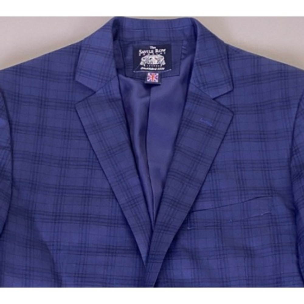 The Savile Row‎ Company Plaid Blazer Men's Size 40S Blue Suit Jacket Avedon Fit